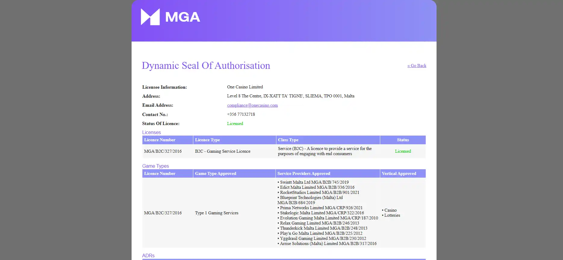 OneCasino Licence Canada: MGA Status and Player Path